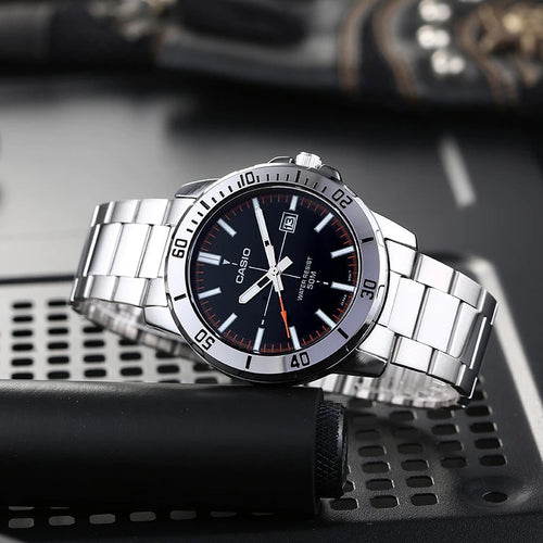 Casio MTP - VD01D - 1E2V Men's Enticer Stainless Steel Black Dial Casual Analog Sporty Watch - Zamana.pk