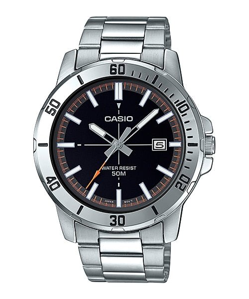 Casio MTP - VD01D - 1E2V Men's Enticer Stainless Steel Black Dial Casual Analog Sporty Watch - Zamana.pk