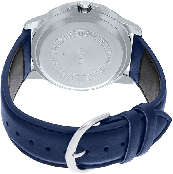 Casio MTP - VD01L - 2BVUDF Men's Enticer Blue Leather Band Blue Dial Casual Analog Sporty Watch - Zamana.pk