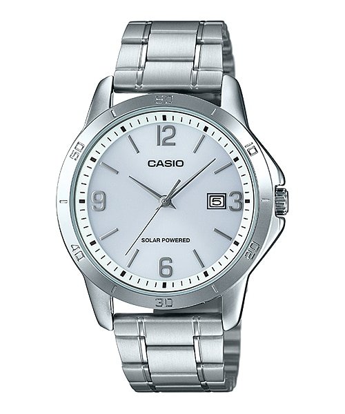 Casio MTP - VS02D - 7A Men's Standard Solar Stainless Steel Grey Dial Date Watch - Zamana.pk Main image