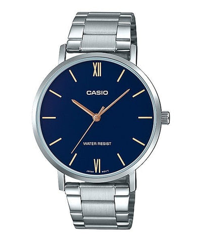 Casio MTP - VT01D - 2BUDF Standard Mens Analog Blue Business Quartz Watch - Zamana.pk