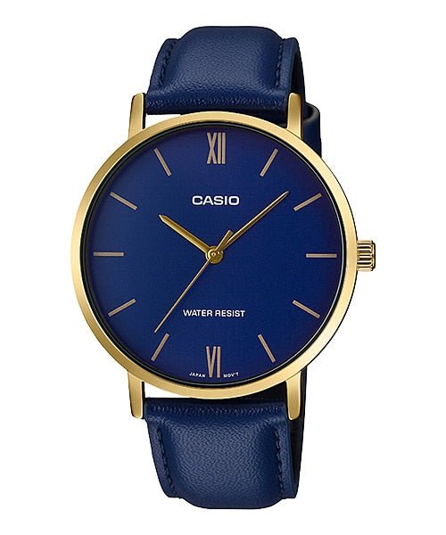 Casio MTP - VT01GL - 2BUDF Men's Blue Leather Band Watch - Zamana.pk