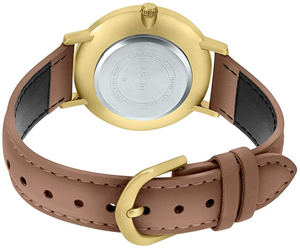 Casio MTP - VT01GL - 5BUDF Men's Gold Tone Brown Leather Band Analog Watch - Zamana.pk