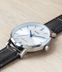 Casio MTP - VT01L - 7B1 Men's Minimalistic Silver Dial Black Leather Band Analog Watch - Zamana.pk