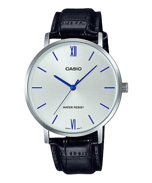Casio MTP-VT01L-7B1 Men's Minimalistic Silver Dial Black Leather Band Analog Watch Secondary image