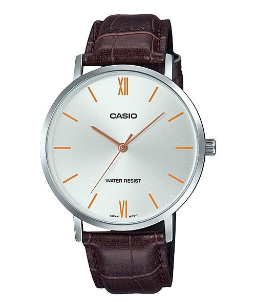 Casio MTP-VT01L-7B2UDF Men's Minimalistic Silver Dial Brown Leather Band Analog Watch Secondary image