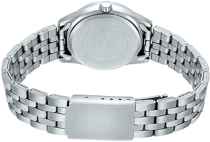 Casio MTP1335D - 1A2V Men's Stainless Steel Black Dial Analog Day Date Dress Watch - Zamana.pk