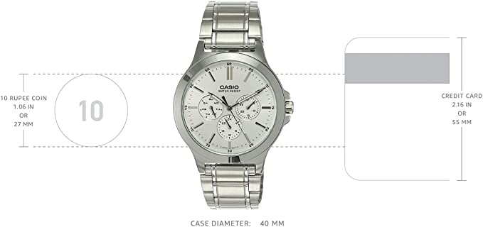 Casio Multi - Dial Stainless Steel Men's Watch MTP - V300D - 7AUDF - Zamana.pk