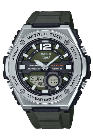 Casio MWQ - 100 - 3AV: Sleek Men's Quartz Watch with Green Dial and Rugged Appea - Zamana.pk