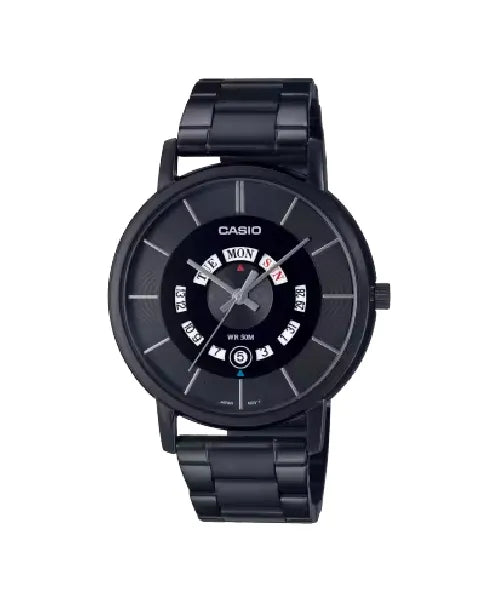 Casio Analog Men's Watch MTP-B135B-1A with black dial and sleek, minimalist design. Main image