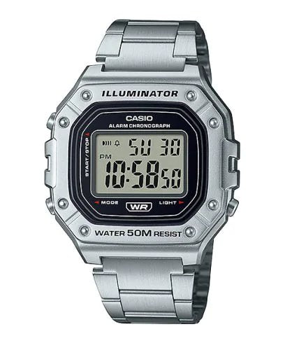 Casio - W - 218HD - 1A - with Resin Bazel and Case Stainless Steel Band - Zamana.pk Main image