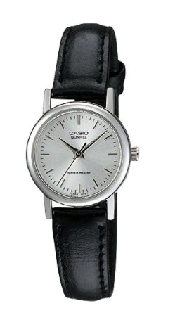 Casio Women's LTP - 1095E - 7A Black Leather Quartz Watch with Silver Dial - Zamana.pk