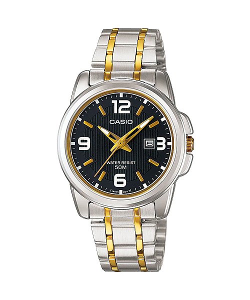 Casio Women's LTP - 1314SG - 1AV Silver Stainless - Steel Quartz Watch with Black Dial - Zamana.pk