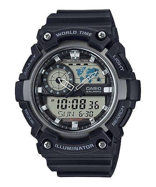 Casio Youth - Combination Analog - Digital Black Dial Men's Watch - AEQ - 200W - 1AVDF - Zamana.pk Main image