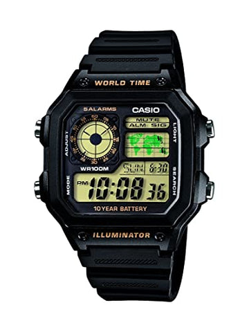 Casio Youth Digital Black Dial Men's Watch - AE - 1200WH - 1BVDF (D098) - Zamana.pk