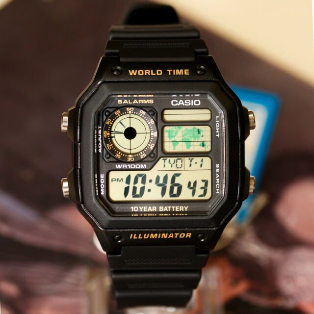 Casio Youth Digital Black Dial Men's Watch - AE - 1200WH - 1BVDF (D098) - Zamana.pk Main image