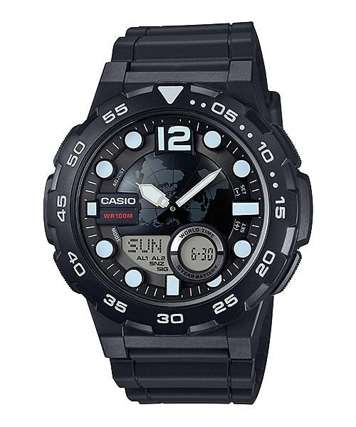 Casio Youth Series Analog - Digital Black Dial Men's Watch - AEQ - 100W - 1AVDF - Zamana.pk