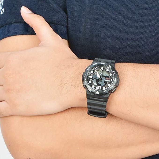 Casio Youth Series Analog - Digital Black Dial Men's Watch - AEQ - 100W - 1AVDF - Zamana.pk