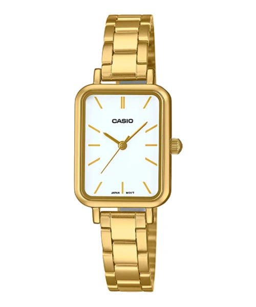 Casio LTP-V009G-7EUDF Women's Analog Wristwatch - Gold-Tone Stainless Steel Band with White Dial