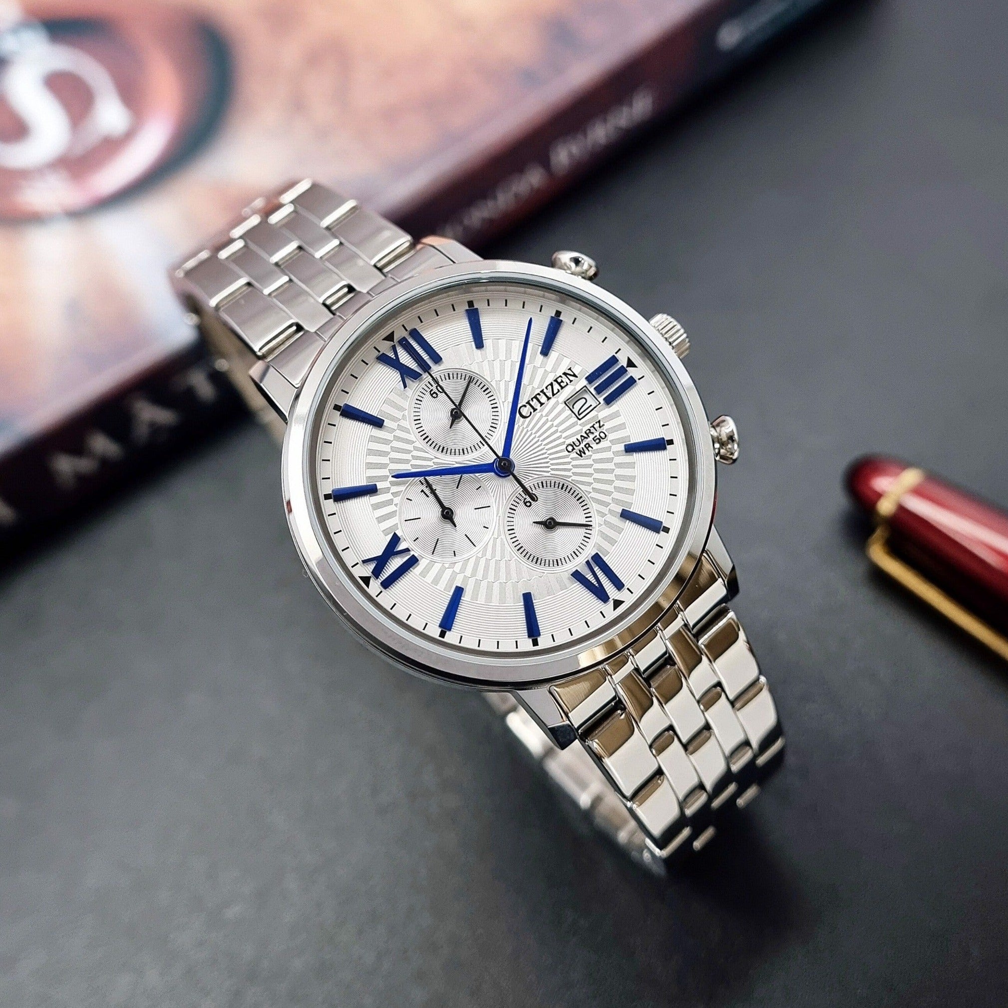 Citizen - AN3610 - 71A - Quartz Chronograph Stainless Steel Watch For Men - Zamana.pk Main image