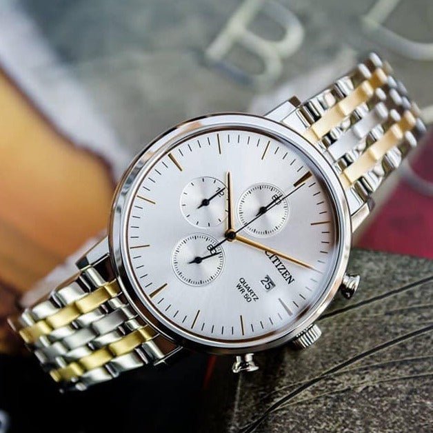 Citizen - AN3614 - 54A - Quartz Chronograph Stainless Steel Watch For Men - Zamana.pk Main image