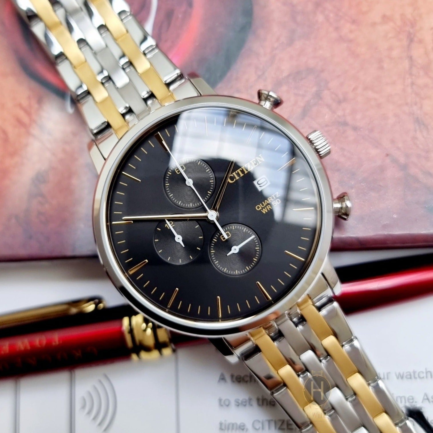 Citizen - AN3614 - 54E - Quartz Chronograph Stainless Steel Watch For Men - Zamana.pk Main image