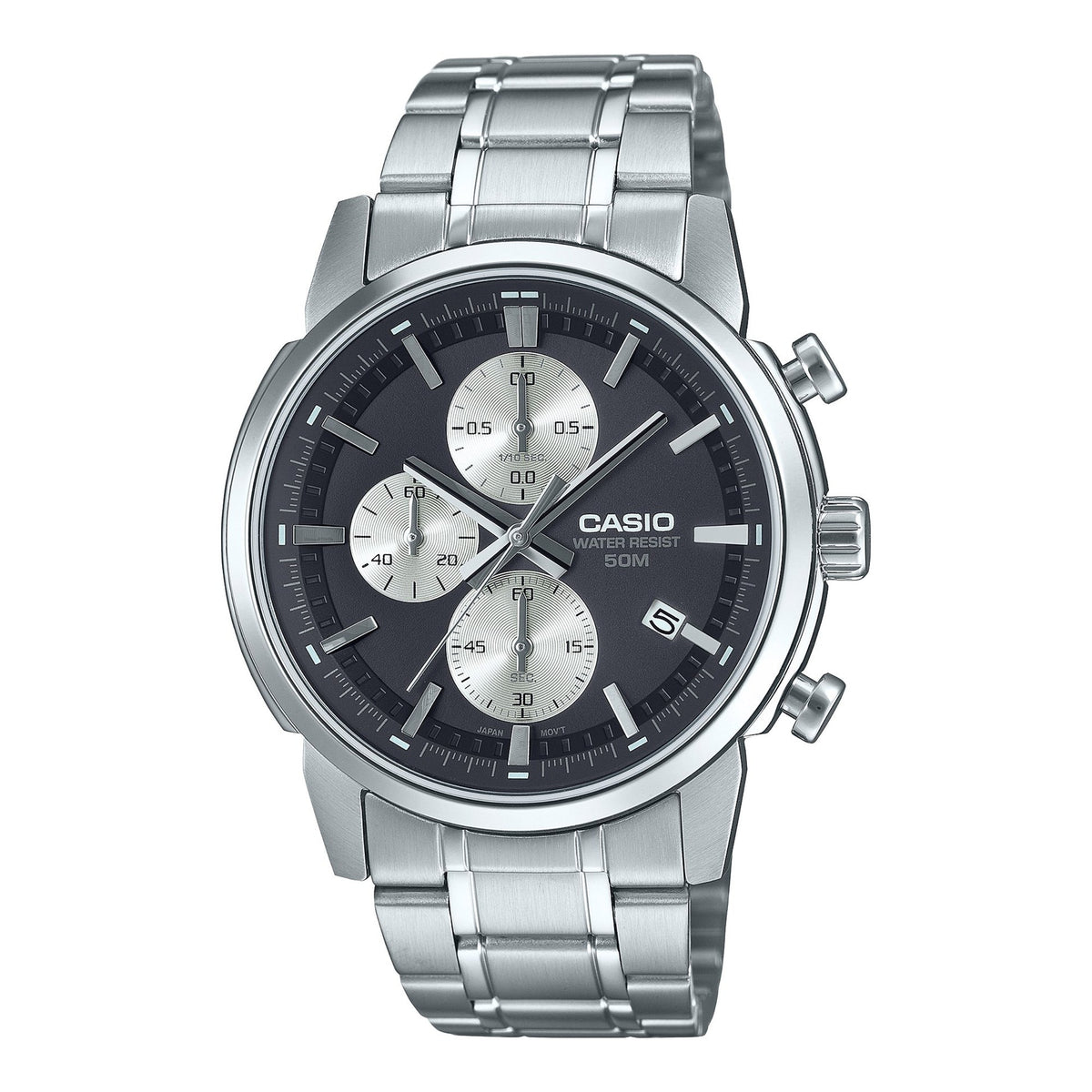 Casio MTP-E510D-1A2 men’s stainless steel watch with black dial