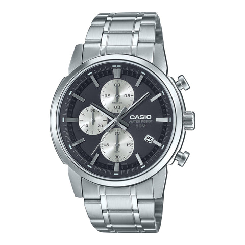 Casio MTP-E510D-1A2 men’s stainless steel watch with black dial