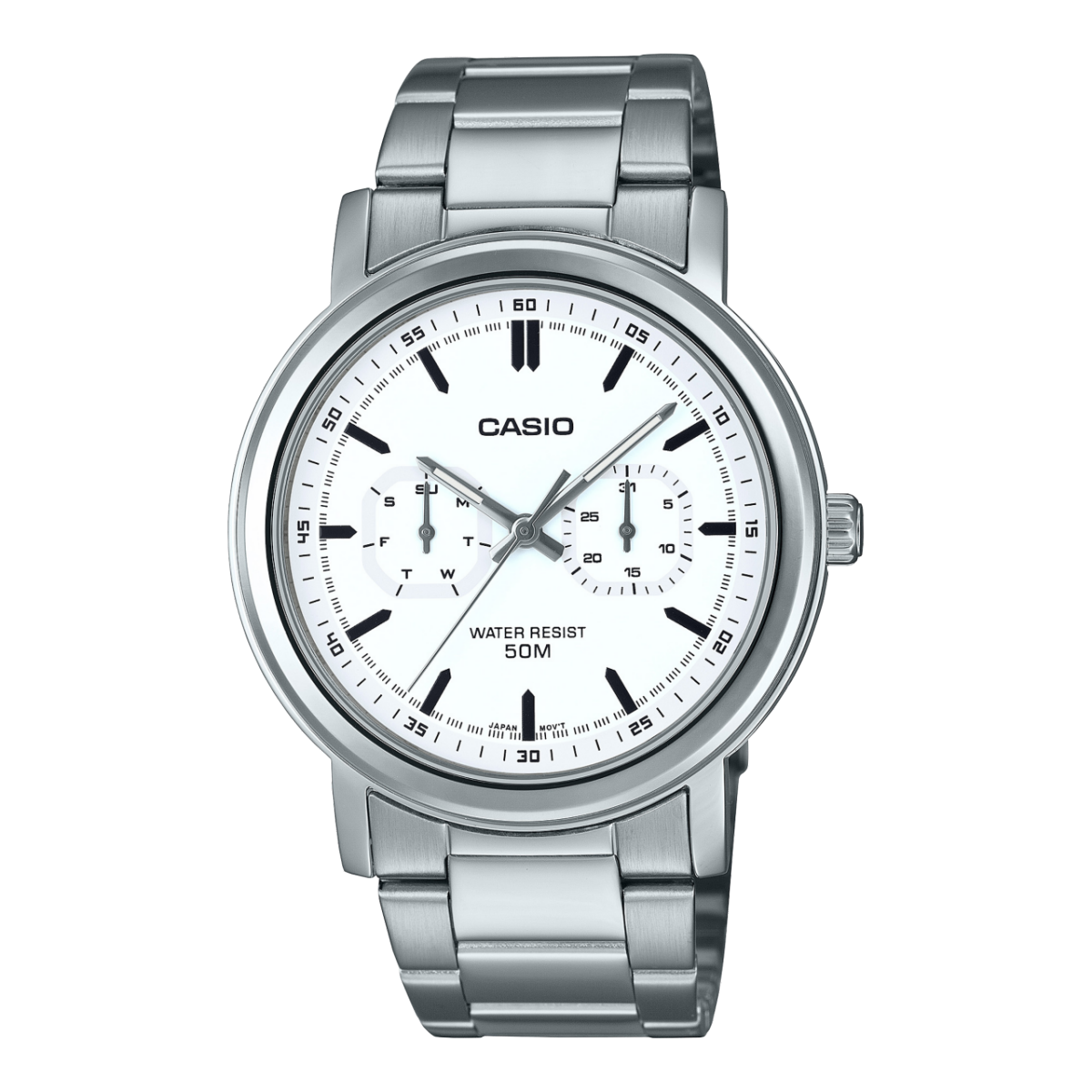 Casio MTP-E335D-7E men’s stainless steel analog watch front view Main image