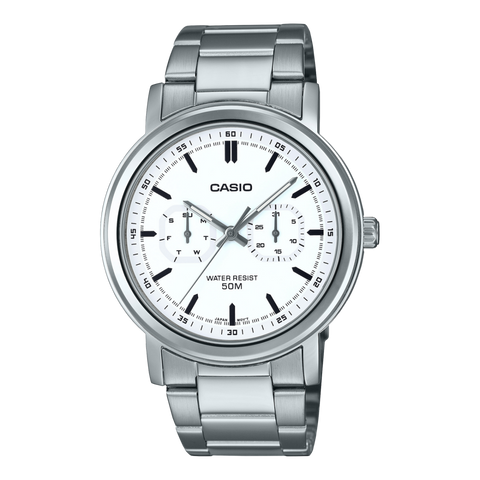 Casio MTP-E335D-7E men’s stainless steel analog watch front view