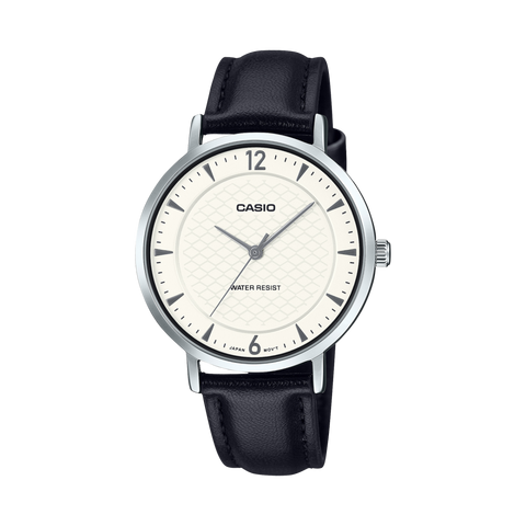 Casio LTP-VT04L-7A2 women's white dial brown leather strap analog watch