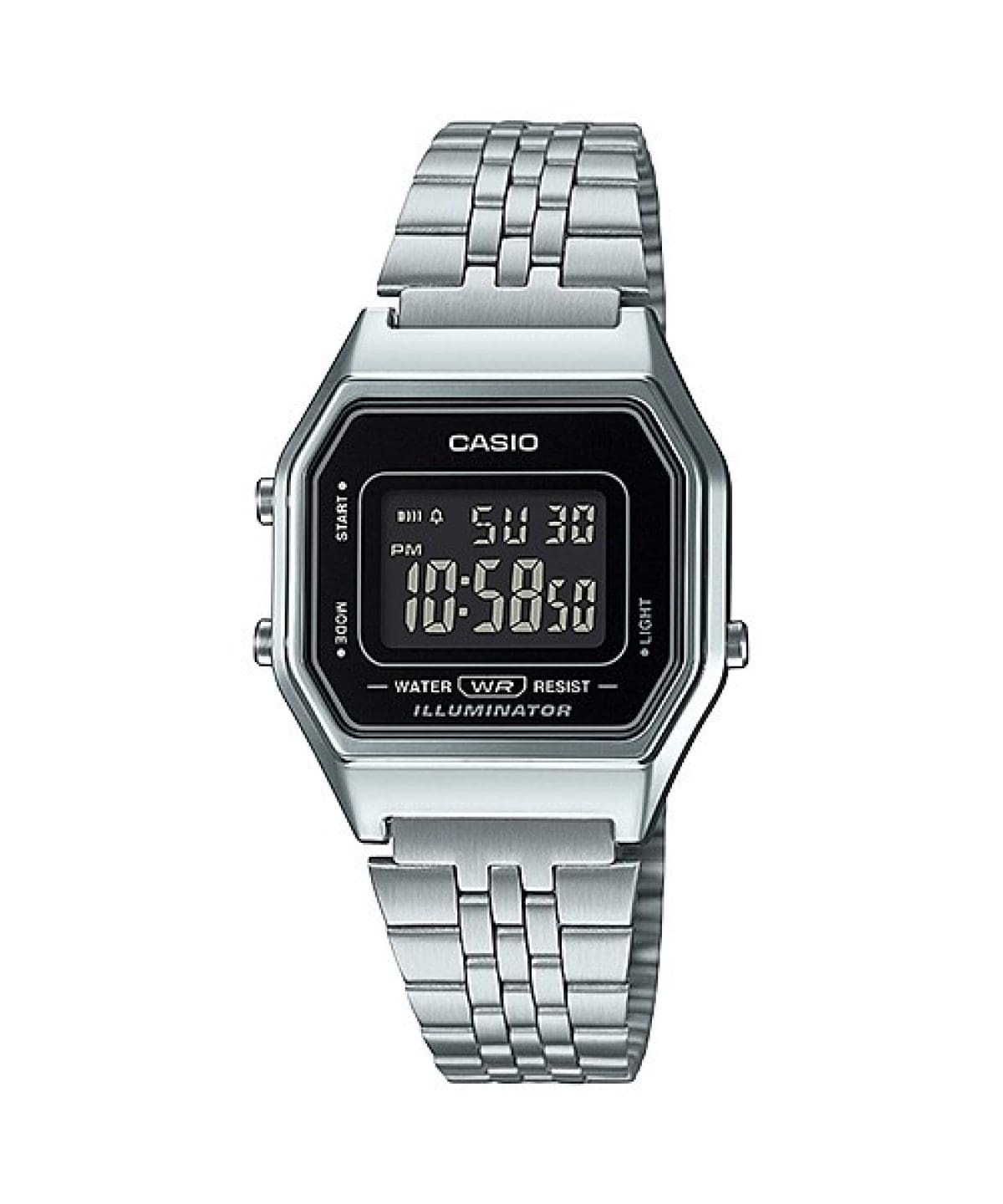 Casio LA680WA-1B vintage digital watch silver stainless steel strap Main image