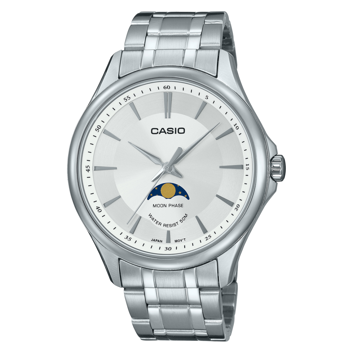 Casio MTP-M100D-7A watch featuring a silver sunray dial  Main image
