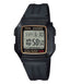 Casio F-201WA-9A digital watch black resin strap front view