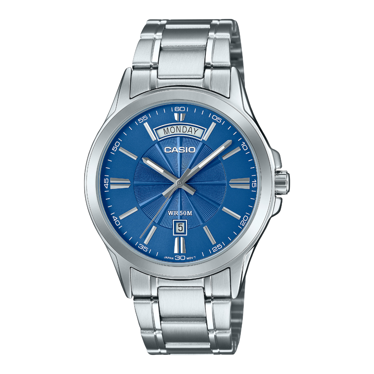 Casio-MTP-1381D-2A-mens-stainless-steel-watch-blue-dial Main image