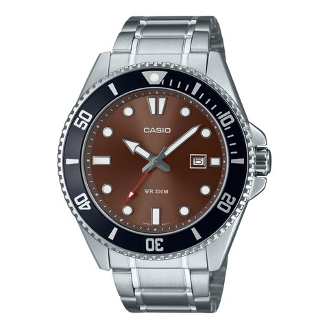 Casio MDV-107D-5A brown dial stainless steel dive watch