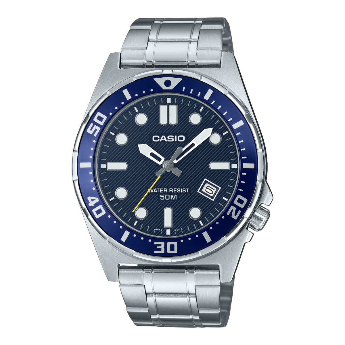 Casio MTD-135D-2AV blue dial stainless steel men's watch front view Main image