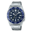 Casio MTD-135D-2AV blue dial stainless steel men's watch front view