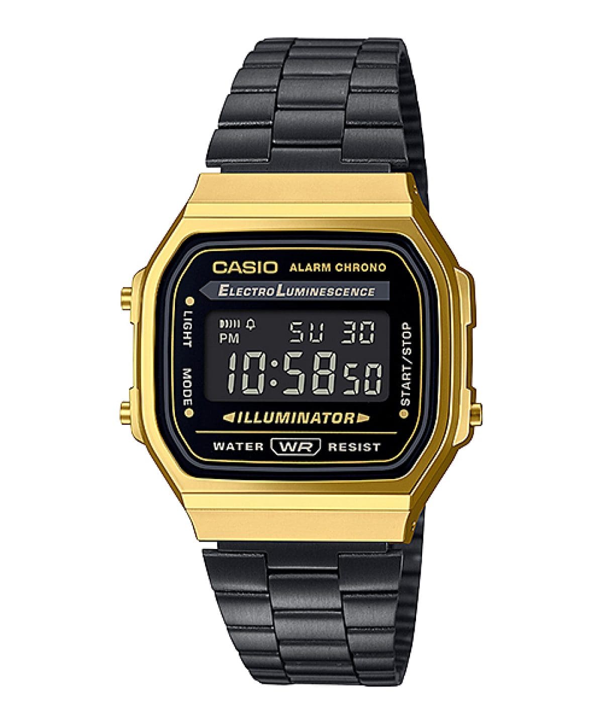 Casio A168WEGB-1BDF black and gold vintage digital watch Main image