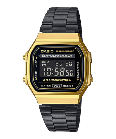 Casio A168WEGB-1BDF black and gold vintage digital watch