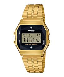Casio A159WGED-1 vintage gold digital watch with stainless steel bracelet and retro digital display Main image