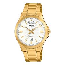 Casio MTP-1381GD-7A gold stainless steel men’s analog wrist watch with silver white dial Main image