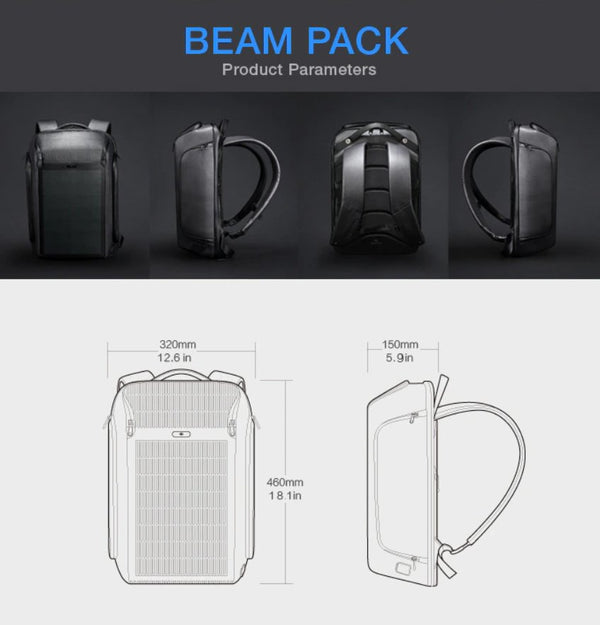 Kingsons Beam Backpack - The Most Advanced Solar Power Backpack - Waterproof, Anti - Theft Laptop Bag - Zamana.pk