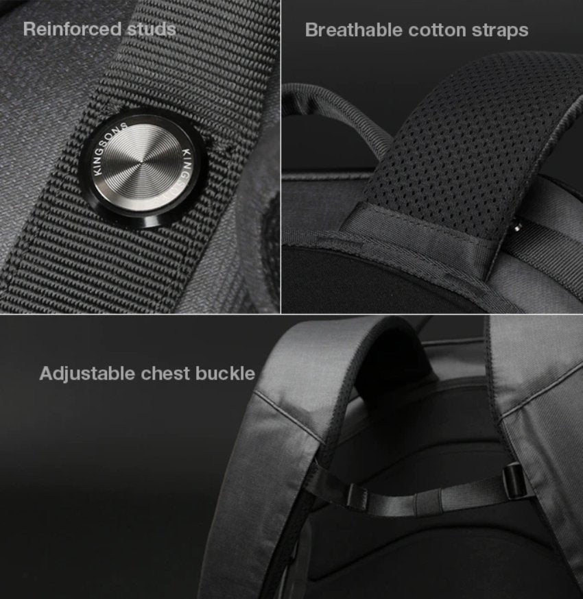 Kingsons Beam Backpack - The Most Advanced Solar Power Backpack - Waterproof, Anti - Theft Laptop Bag - Zamana.pk