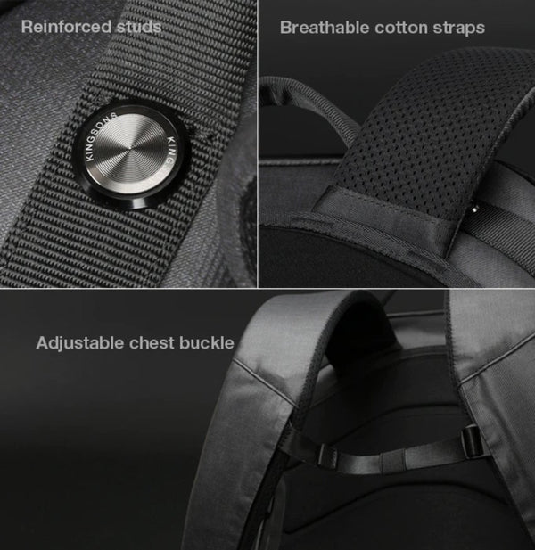 Kingsons Beam Backpack - The Most Advanced Solar Power Backpack - Waterproof, Anti - Theft Laptop Bag - Zamana.pk
