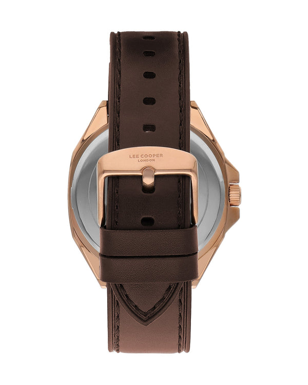 Lee Cooper LC07568.442 Men's Super Metal Rose Gold Leather Multifunction Watch - Zamana.pk
