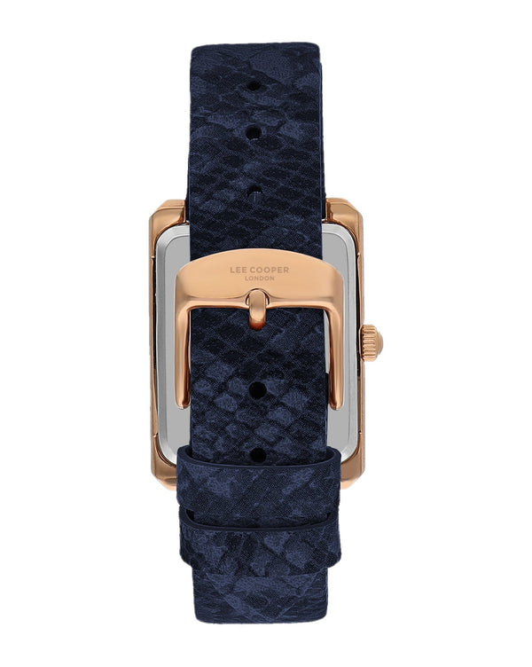 Lee Cooper LC07803.599 Women's Super Metal Rose Gold/Blue Leather Watch - Zamana.pk