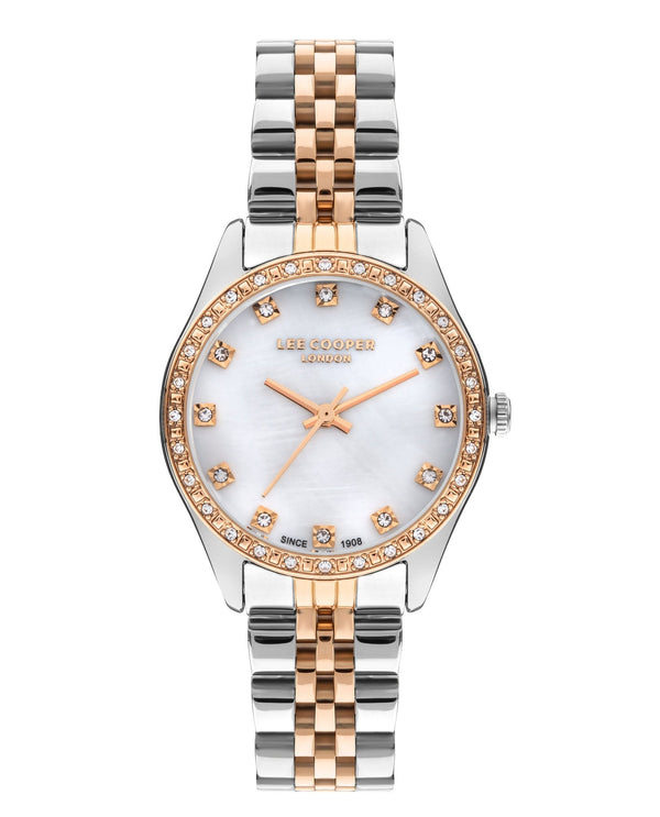 Lee Cooper LC07818.520 Women's Super Metal Silver/Rose Gold Watch - Zamana.pk