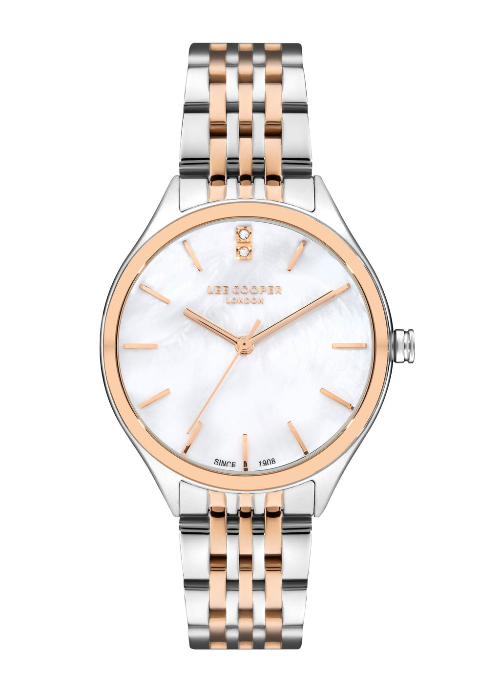 Lee Cooper LC07821.520 Women's Super Metal Silver/Rose Gold Watch - Zamana.pk
