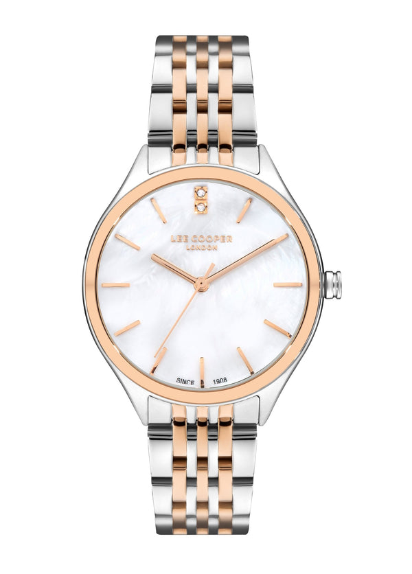 Lee Cooper LC07821.520 Women's Super Metal Silver/Rose Gold Watch - Zamana.pk